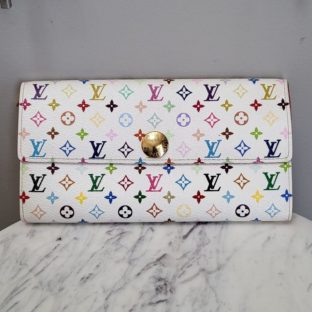 Louis Vuitton White Multicolor Sarah Long Wallet
